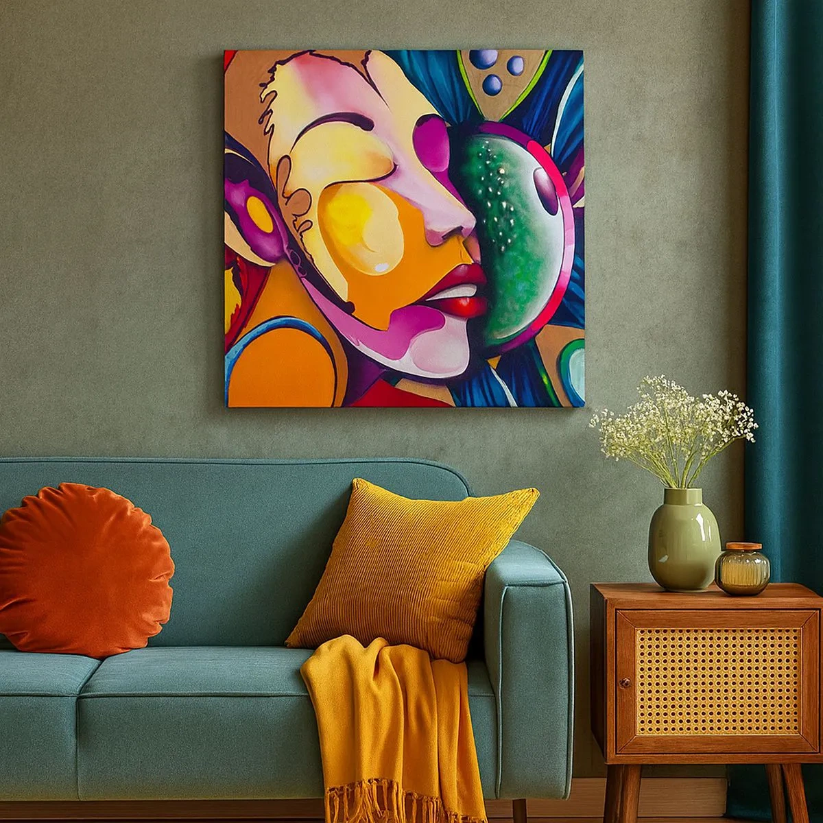 Canvastavla - Bild på duk - Känna på med färg - 30x30 cm