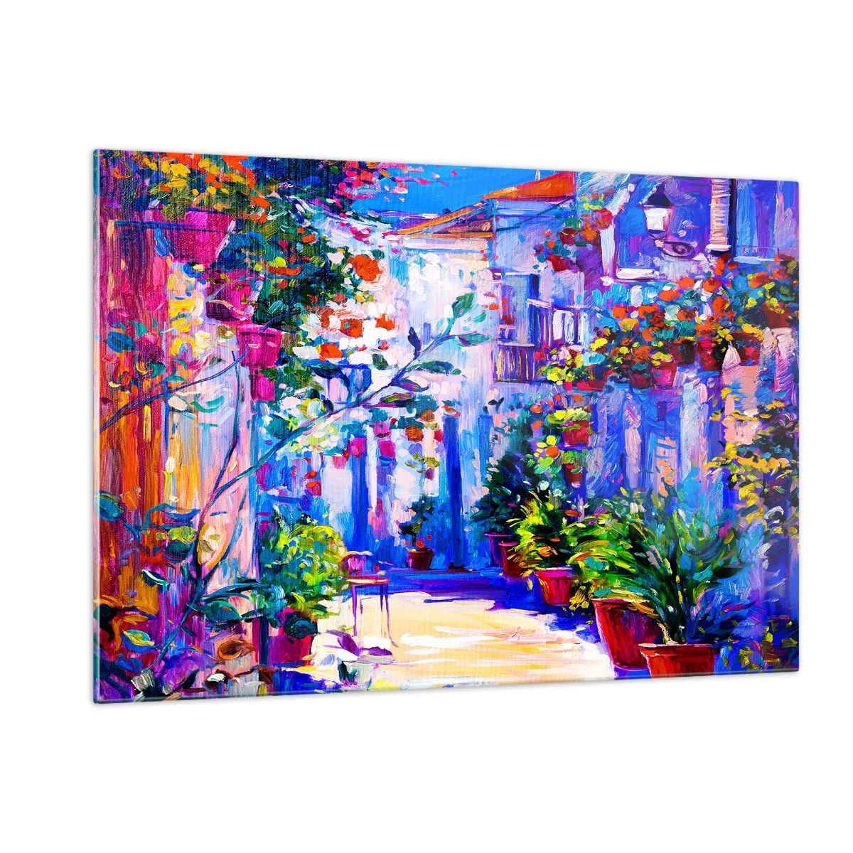 Glastavla - Bild på glas - Impression - italiensk gränd - 120x80 cm
