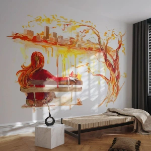 Fototapet Premium Sand - En stund för eftertanke - Landskap, Stad, Arkitektur - 100x70 cm