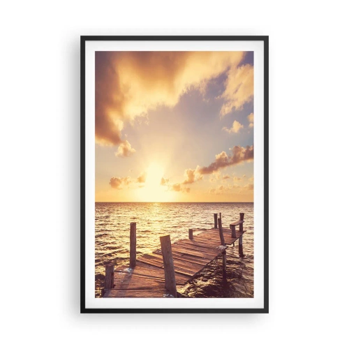 Affisch i svart ram - Gyllene mildhetslandskap - 61x91 cm