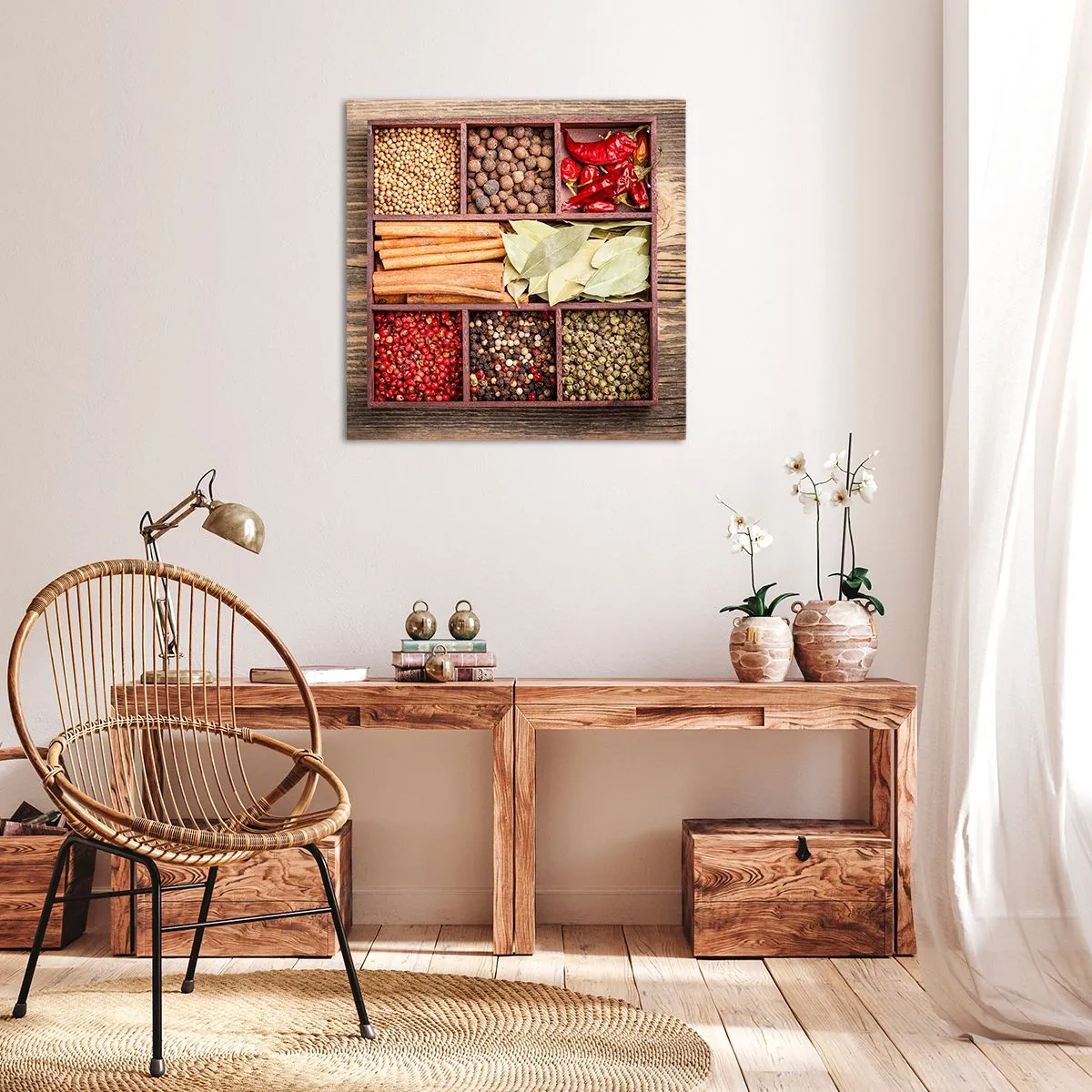 Canvastavla - Bild på duk - Formordning, arombukett - 40x40 cm