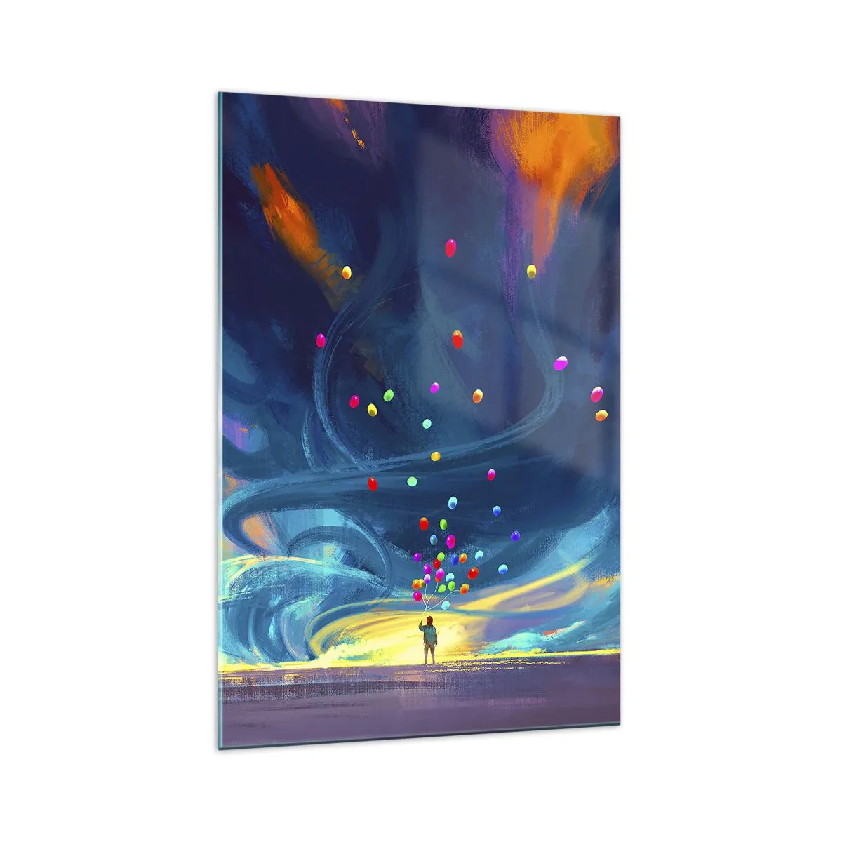 Glastavla - Bild på glas - Blå vind - 70x100 cm