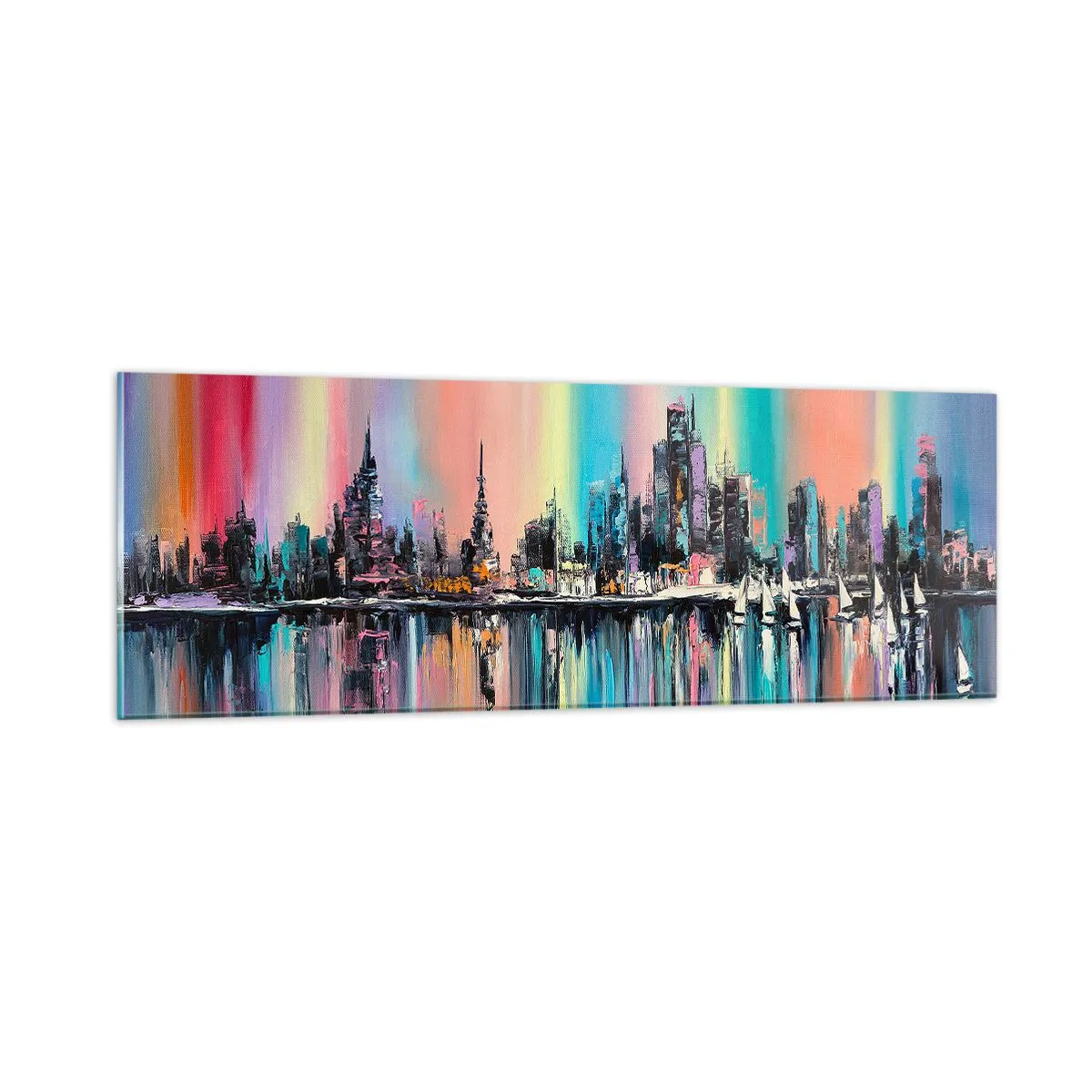 Glastavla - Bild på glas - Nattens ljus - 90x30 cm