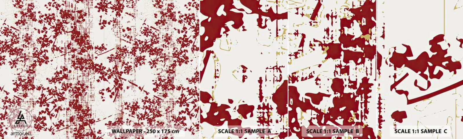 Provbit av självhäftande fototapet Deluxe Sticker - Som en gammal percale - Åldrig, Mönster, Blommor - 100x30 cm