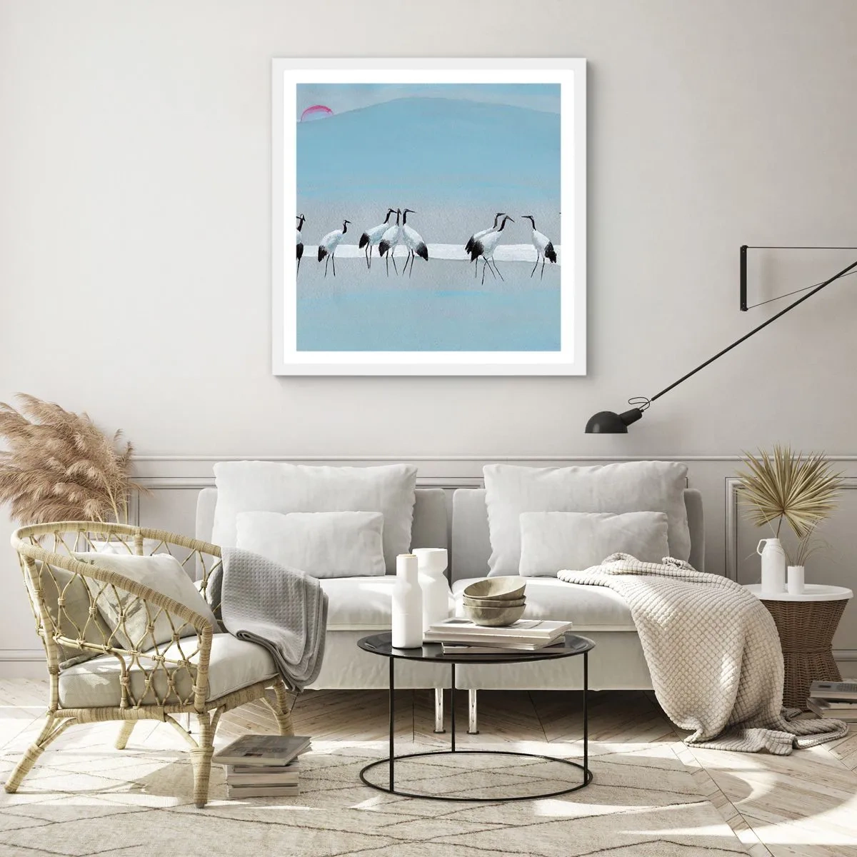 Affisch i vit ram - Efter en het dag - 40x40 cm