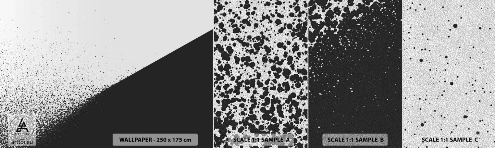 Provbit av fototapet Premium Sand - Snabbare, mer - Abstraktion, Grafik, Svartvitt - 100x30 cm