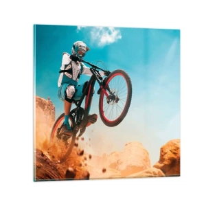 Glastavla - Bild på glas - Cykelgalning - 30x30 cm