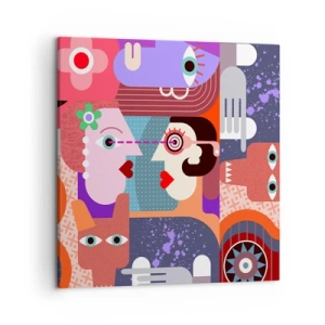 Canvastavla - Bild på duk - Öga mot öga  - 50x50 cm