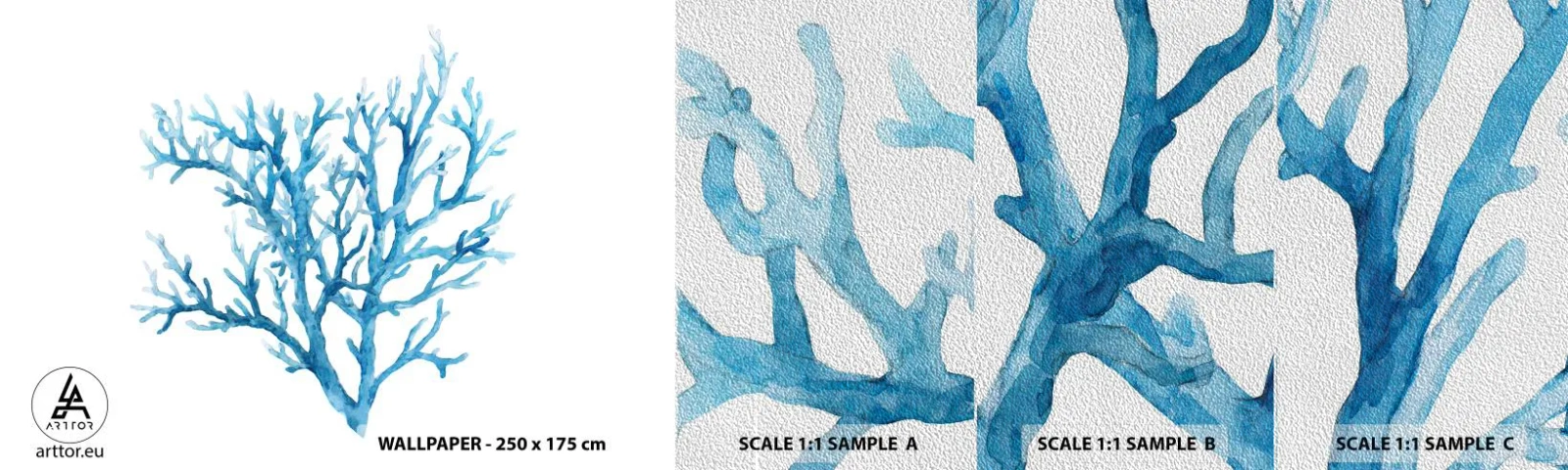 Provbit av fototapet Premium Sand - Marin filigran - Korall, Seaside, Minimalistisk - 100x30 cm