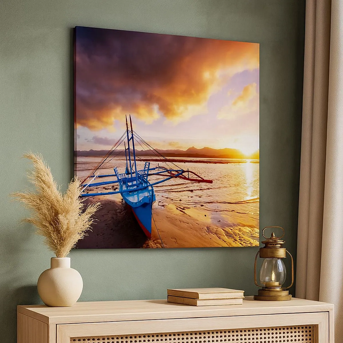 Canvastavla - Bild på duk - Lägga sig på sanden efter hela dan - 30x30 cm