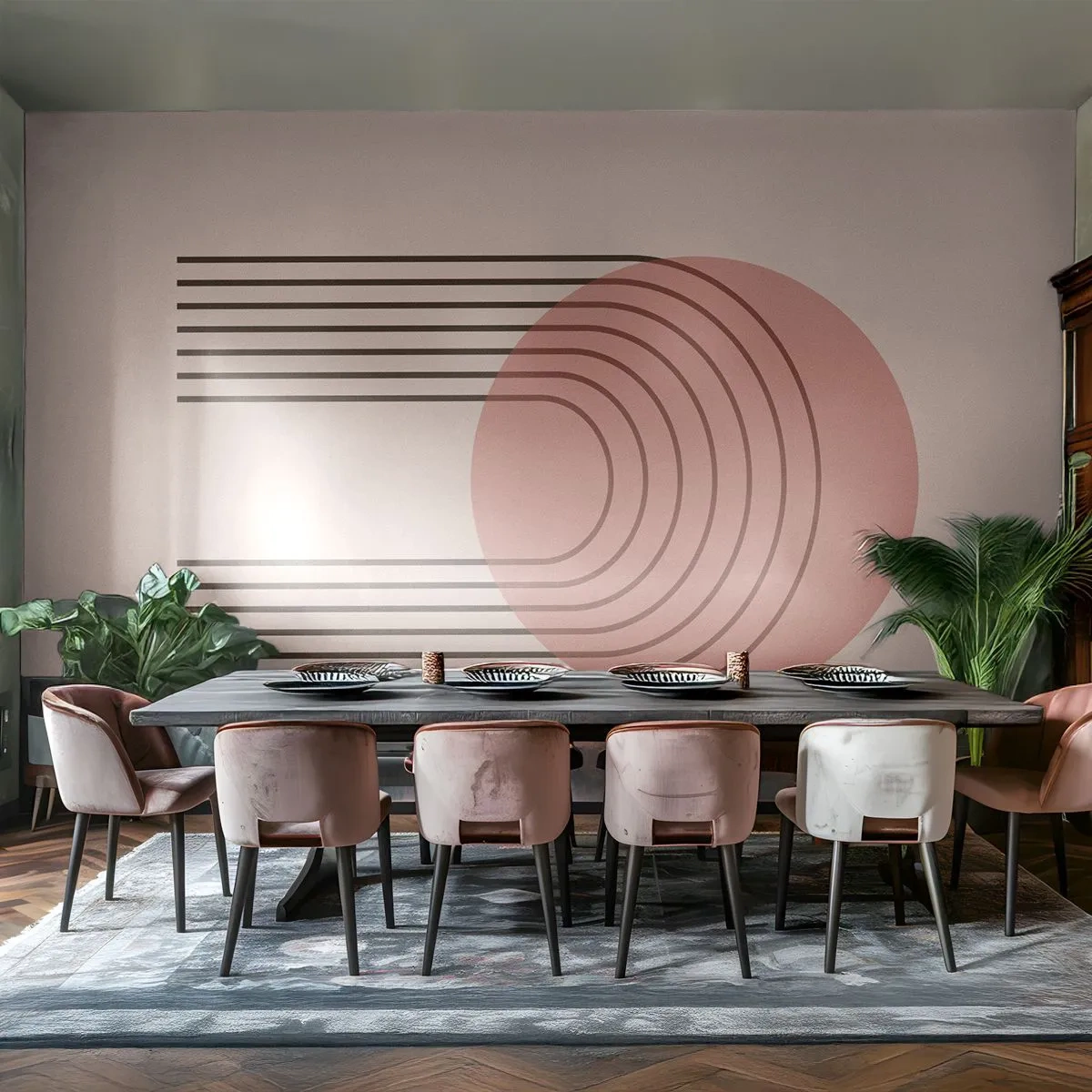 Fototapet Standard Eco - Minimalistisk abstraktion med geometriska former - 100x70cm - Ostoppad attraktionskraft - Modern väggdekoration för vardagsrum och sovrum ARTTOR