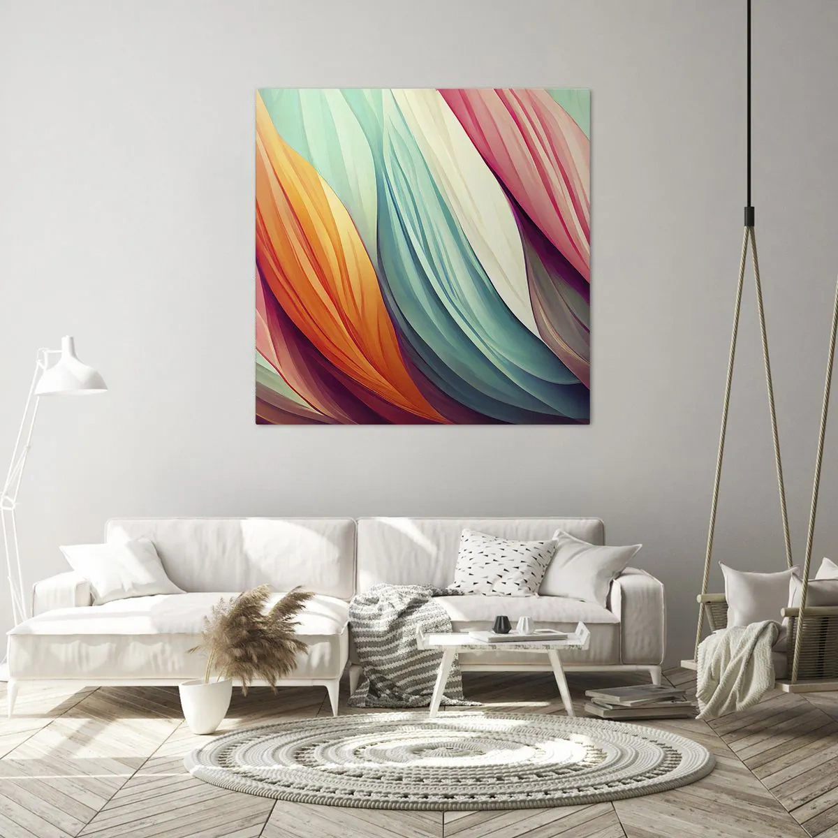 Canvastavla - Bild på duk - Regnbågsväv - 60x60 cm