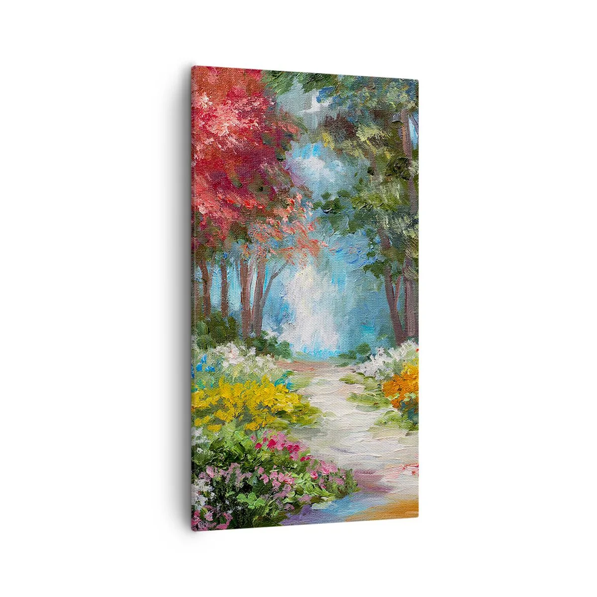 Canvastavla - Bild på duk - Skogsträdgård, blomskog - 55x100 cm