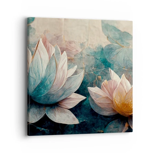 Canvastavla - Bild på duk - Stjärnor i en sjö - 40x40 cm