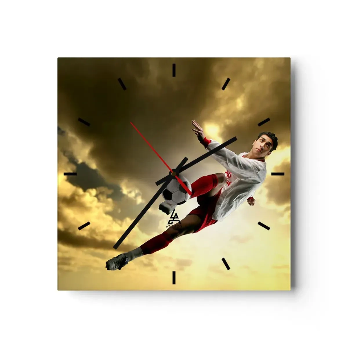 Väggklocka - Klocka på glas - Fotbollshimmel - 30x30 cm