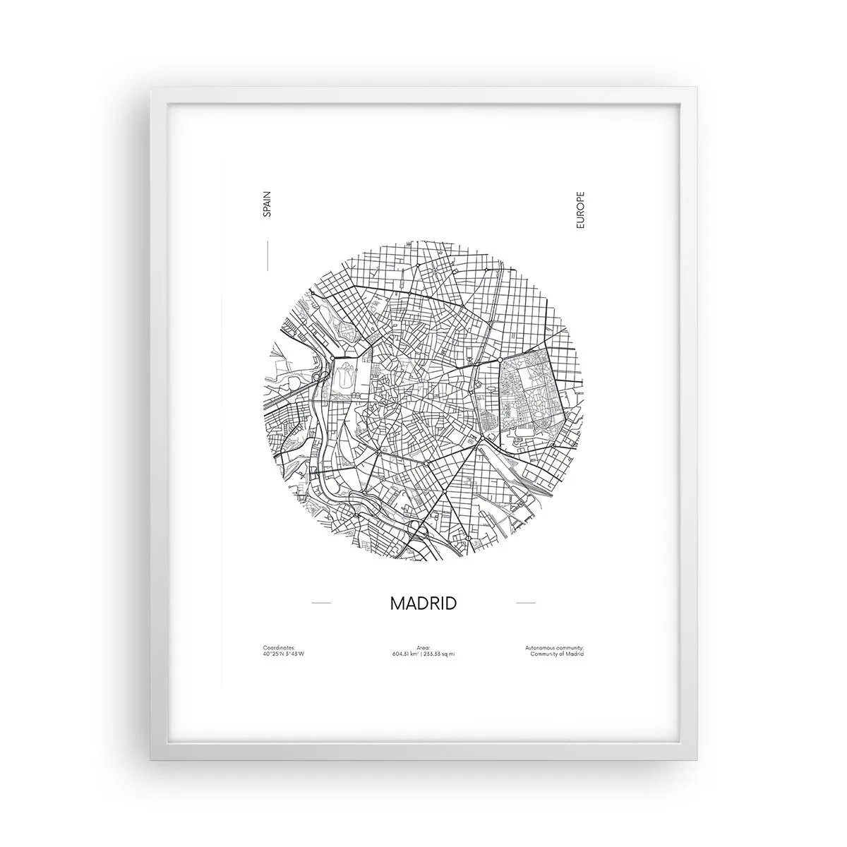 Affisch i vit ram - Madrids anatomi - 40x50 cm