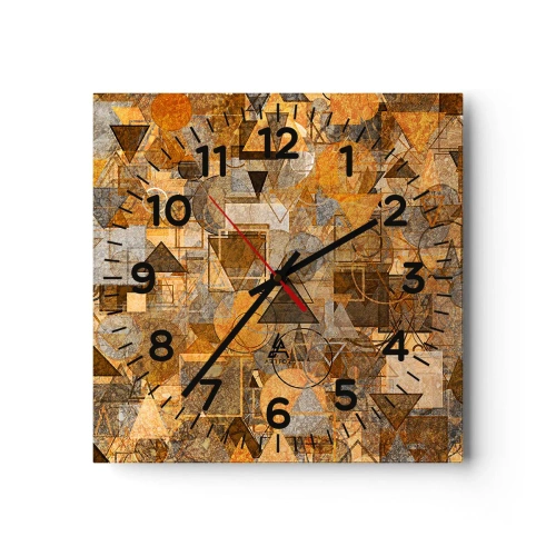 Väggklocka - Klocka på glas - Värld infattad i form - 40x40 cm