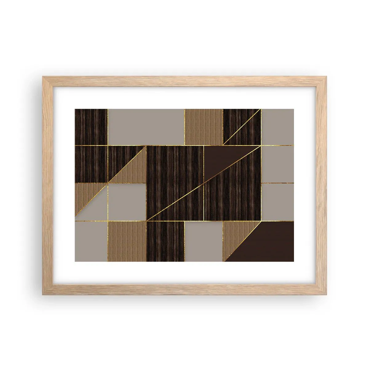 Affisch i ram av ljusek - Mosaik av brun och guld - 40x30 cm