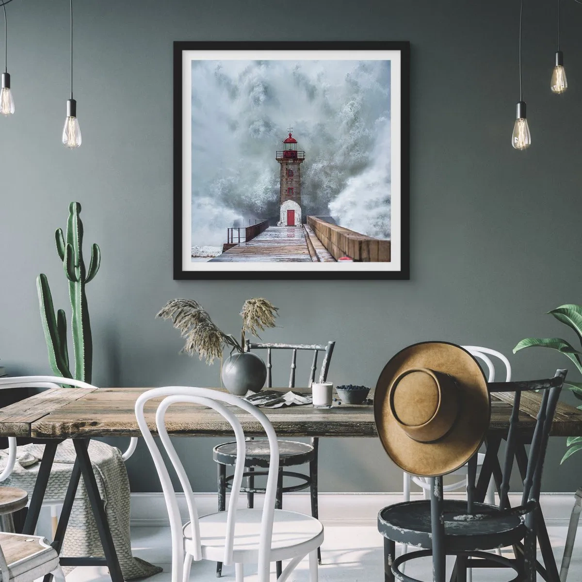 Affisch i svart ram - Vattnets vrål, vindens skrik  - 50x50 cm