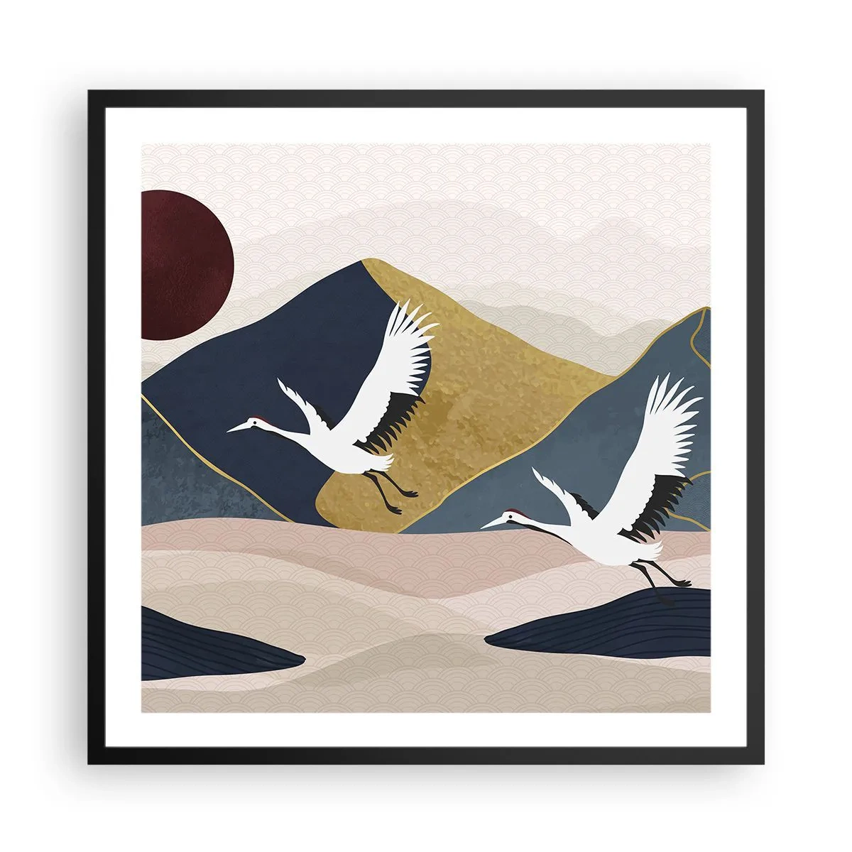 Affisch i svart ram - Nästa dag FLUGIT iväg - 60x60 cm
