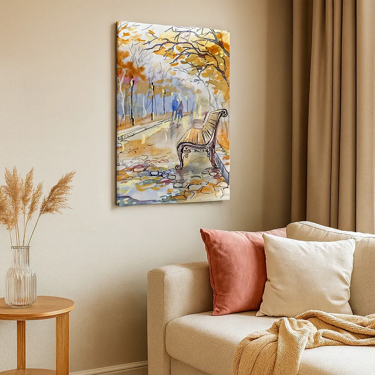 Canvastavla - Bild på duk - Vandra tillsammans mot hösten - 50x70 cm