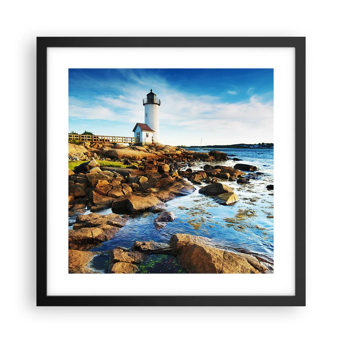 Affisch i svart ram - Kom lyckligt tillbaka, jag väntar - 40x40 cm