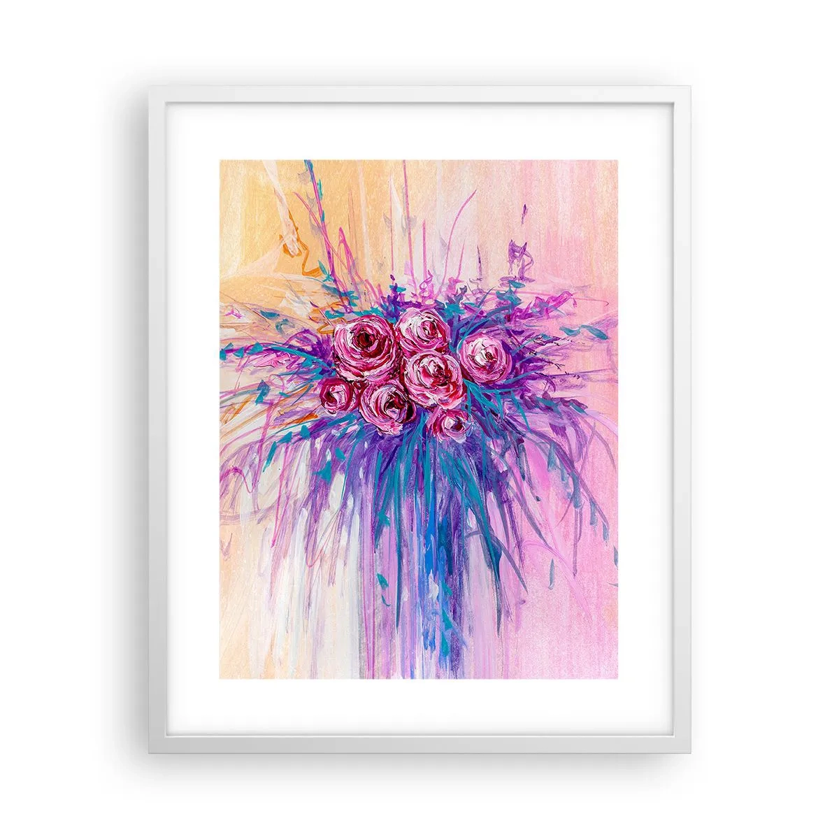 Affisch i vit ram - Rosfontän - 40x50 cm