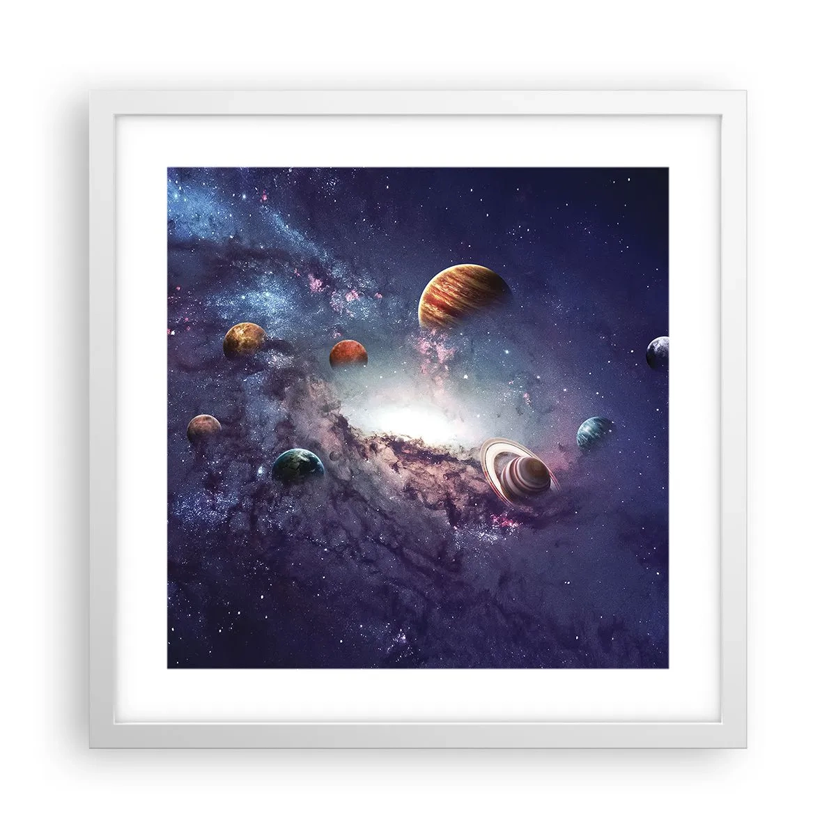 Affisch i vit ram - Sol- och danssystem - 40x40 cm