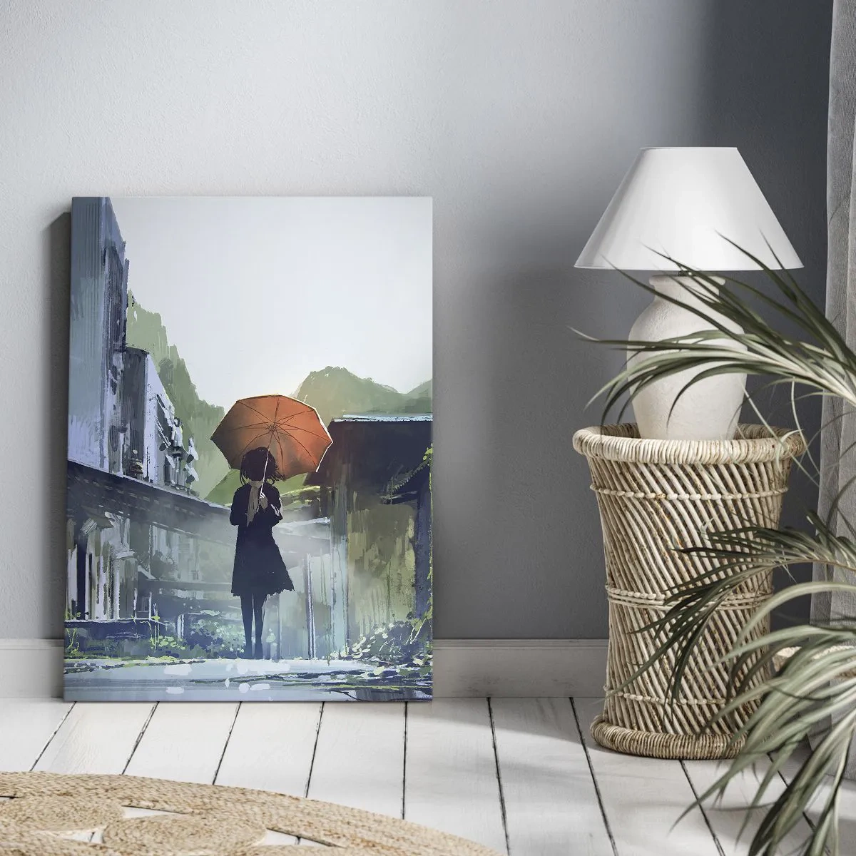 Canvastavla - Bild på duk - Uppfriskande regn - 55x100 cm