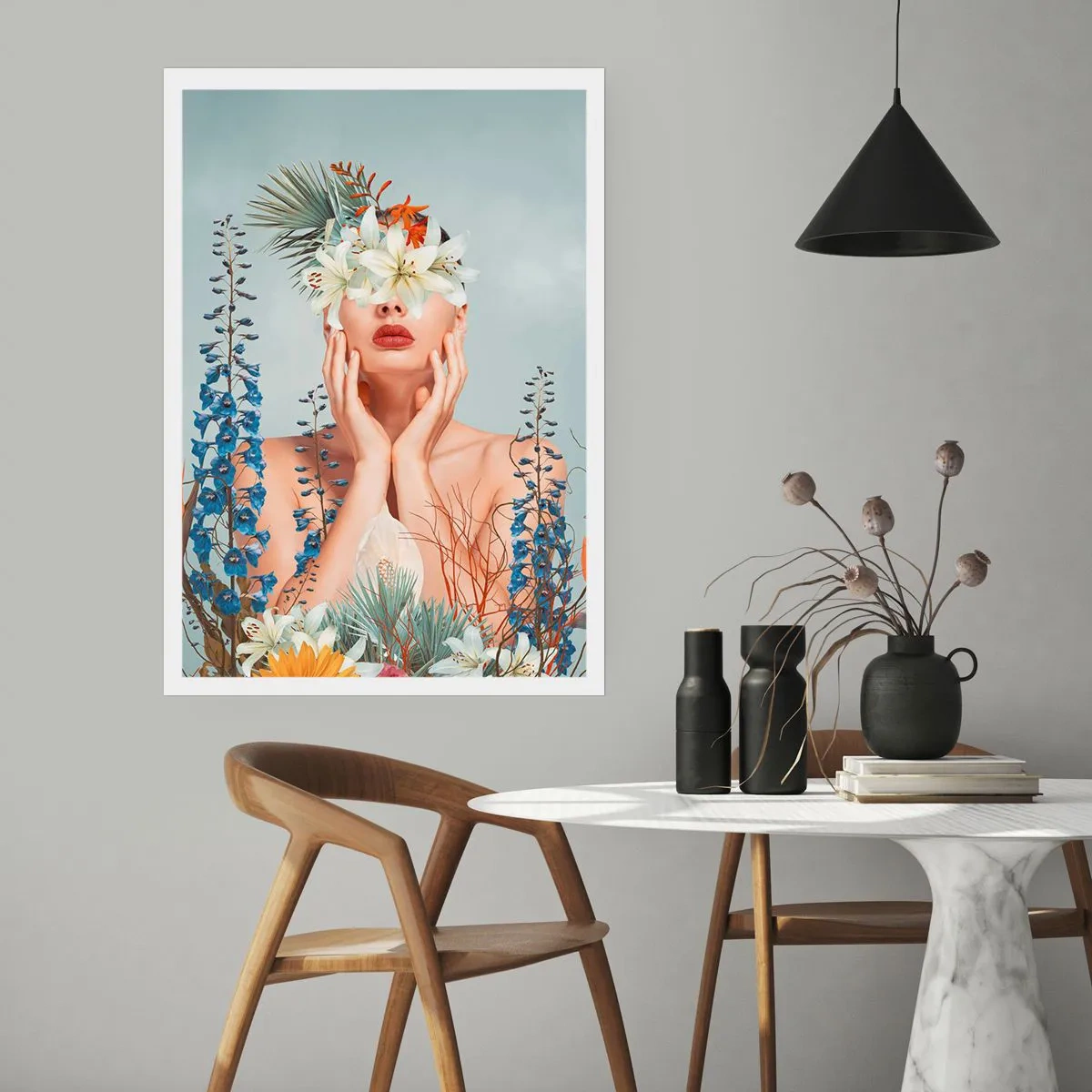 Affisch - Kvinna - blomma - 30x40 cm
