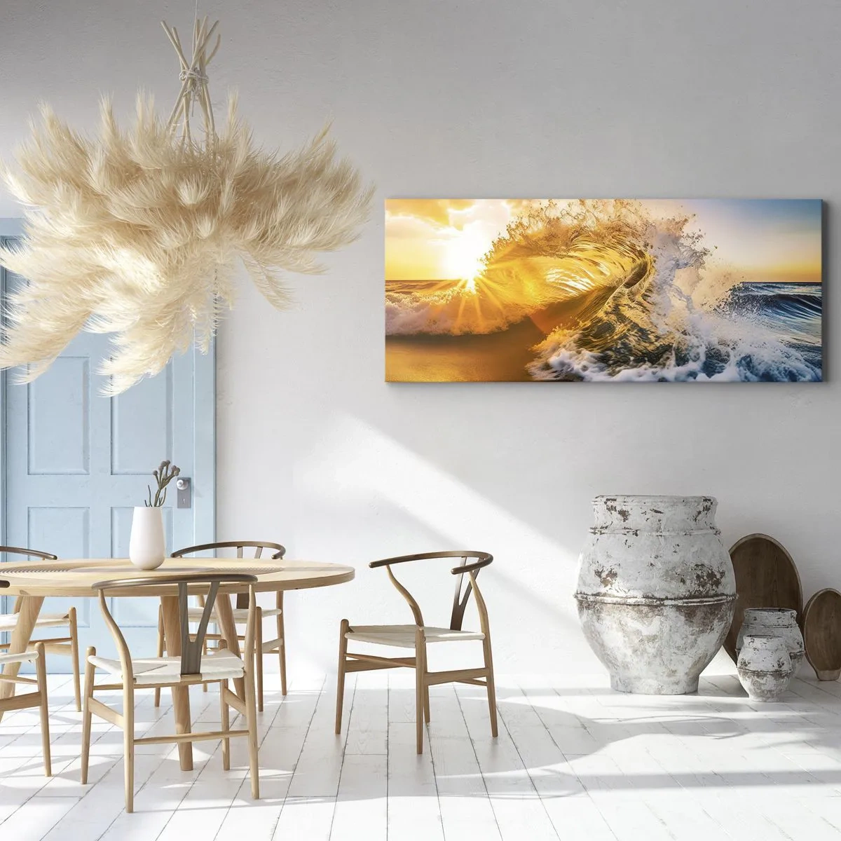 Canvastavla - Bild på duk - Lek i sanden - 160x50 cm