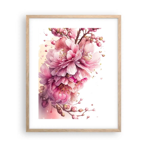 Affisch i ram av ljusek - Blommande körsbärsblomma - 40x50 cm