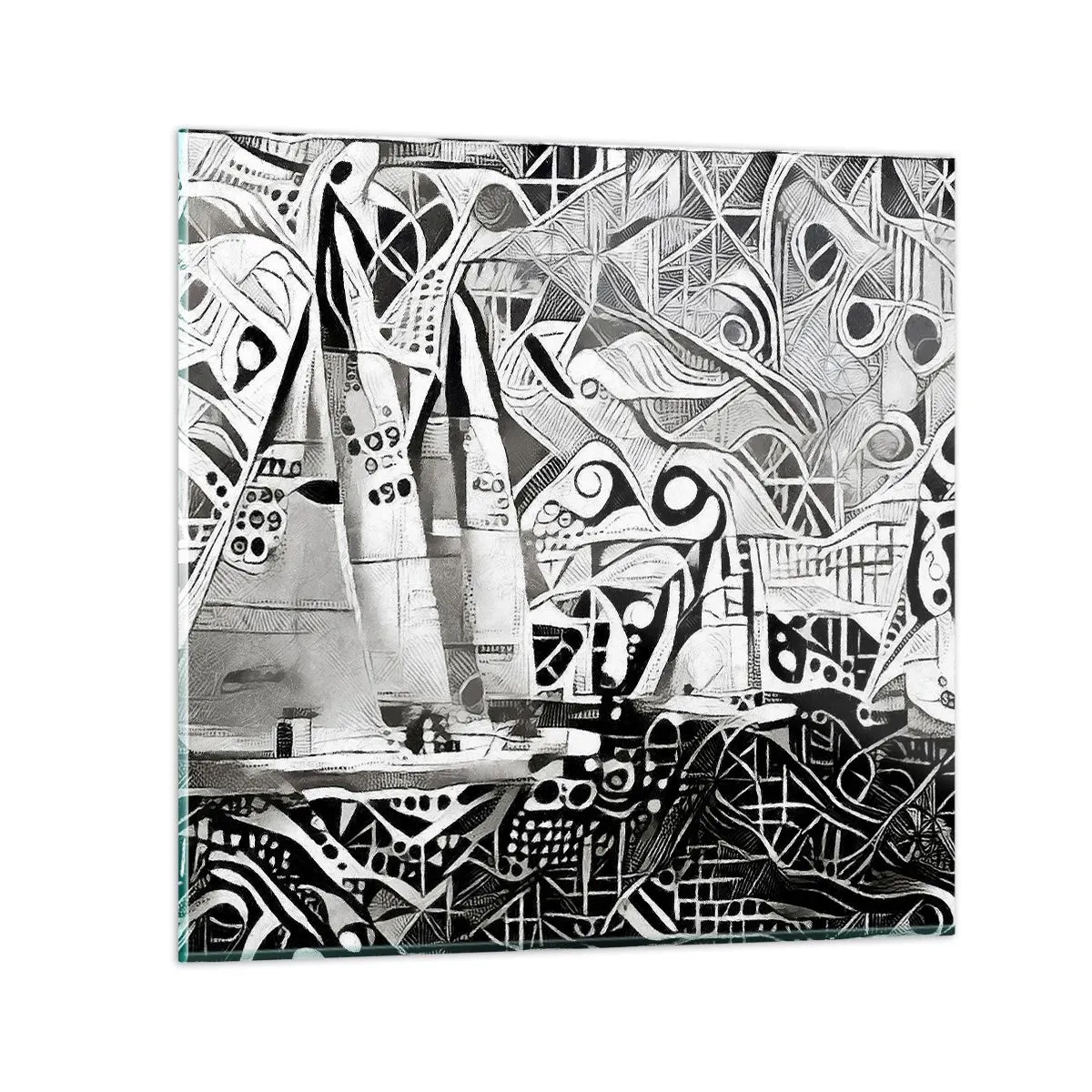 Glastavla - Bild på glas - Mellan vågorna - 60x60 cm