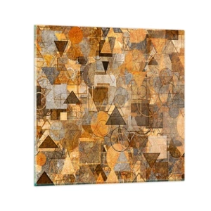 Glastavla - Bild på glas - Värld infattad i form - 70x70 cm