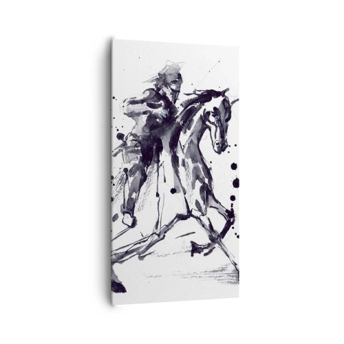 Canvastavla - Bild på duk - Svart riddare - 65x120 cm