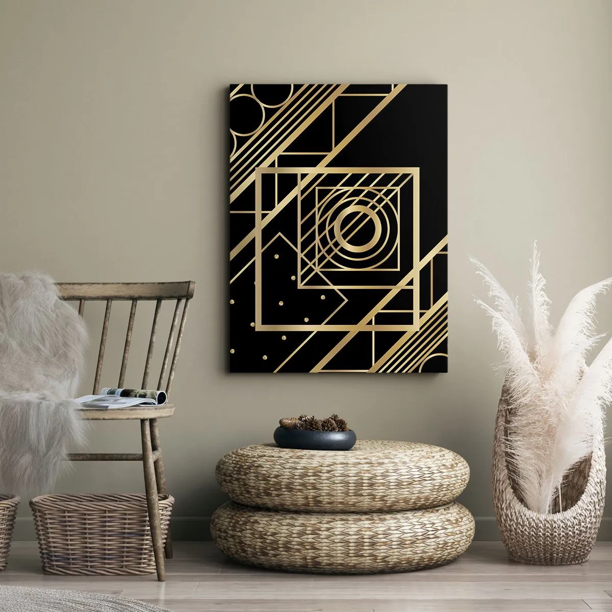 Canvastavla - Bild på duk - Gyllene geometri - 50x70 cm