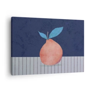 Canvastavla - Bild på duk - Abstrakt frukt mot en bakgrund av kontrasterande färger och raka linjer. - 70x50cm - Konvexitet och planhet - Modern väggdekoration för vardagsrum och sovrum ARTTOR