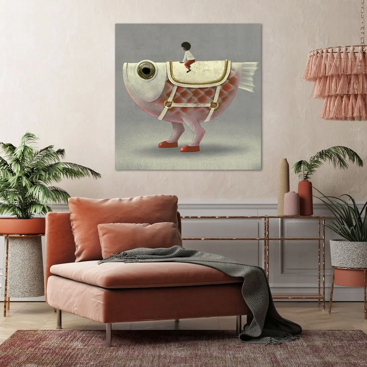 Canvastavla - Bild på duk - Fiskryttare - 30x30 cm