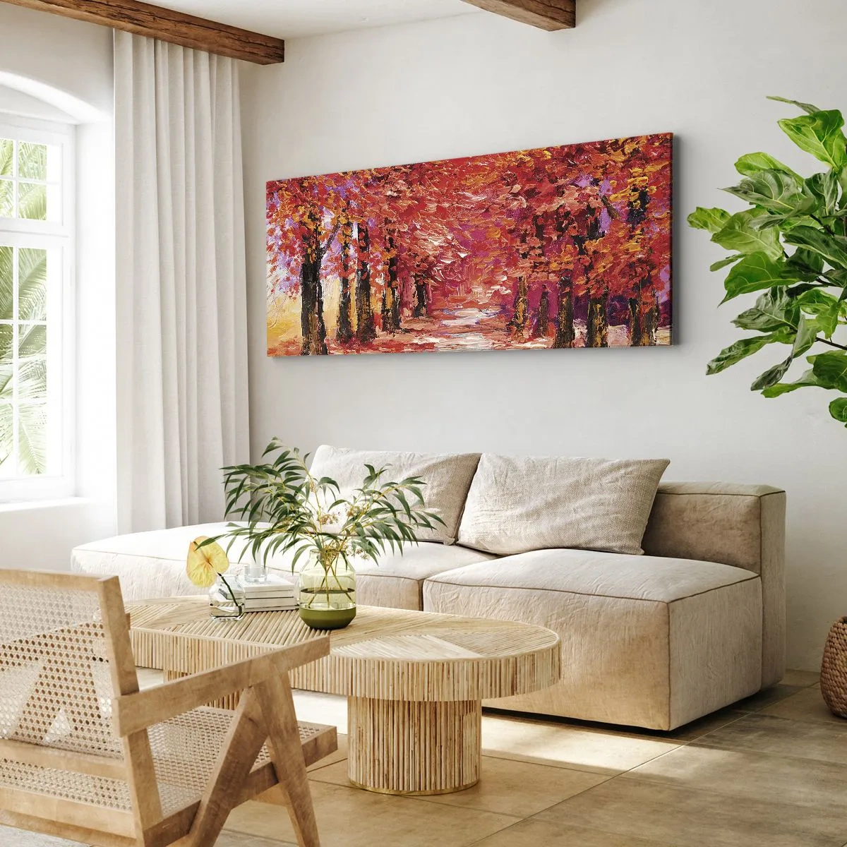 Canvastavla - Bild på duk - Höstimpresion - 100x40 cm