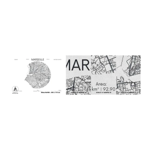 Provbit av fototapet Premium Sand - Marseilles anatomi - Karta, Marseille, Frankrike - 100x30 cm