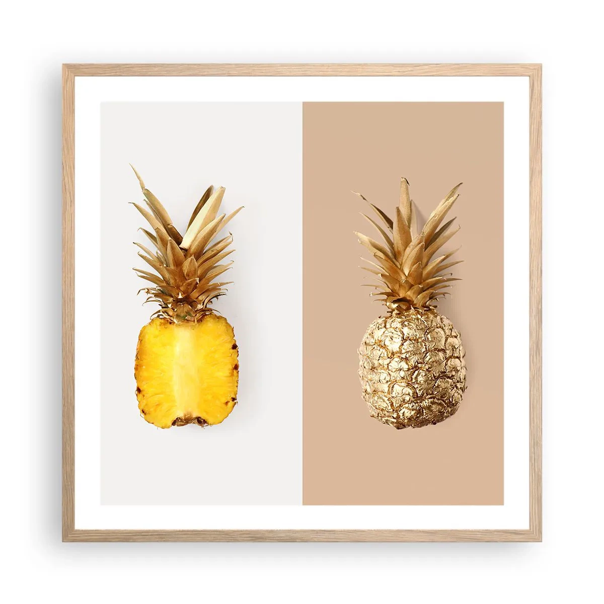 Affisch i ram av ljusek - Ananas för oss - 60x60 cm