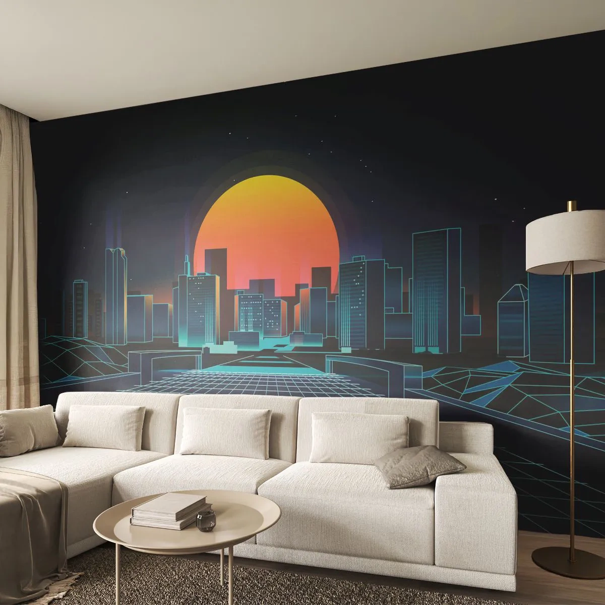 Självhäftande Fototapet Deluxe Sticker - Vill du fortfarande till verkligheten? - Abstraktion, Stad, Sol - 250x175 cm