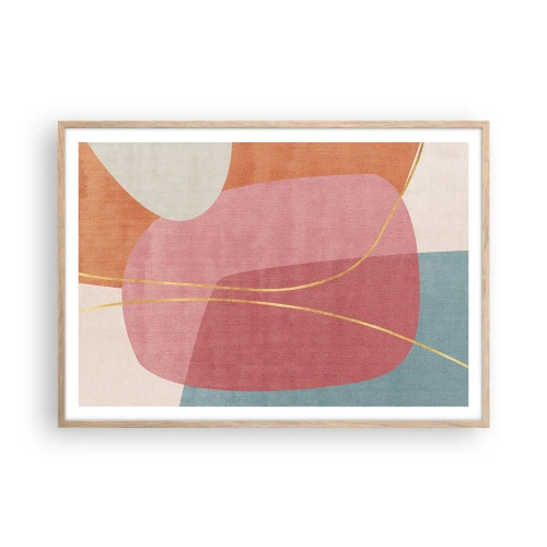 Affisch i ram av ljusek - Pastellkomposition med guldtråd - 100x70 cm