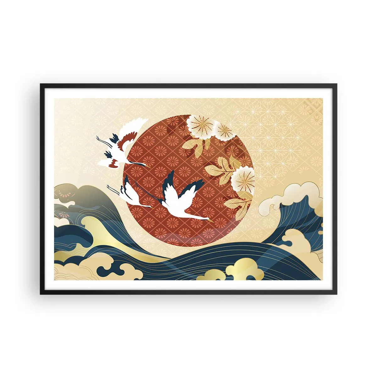 Affisch i svart ram - Japansk saga - 100x70 cm