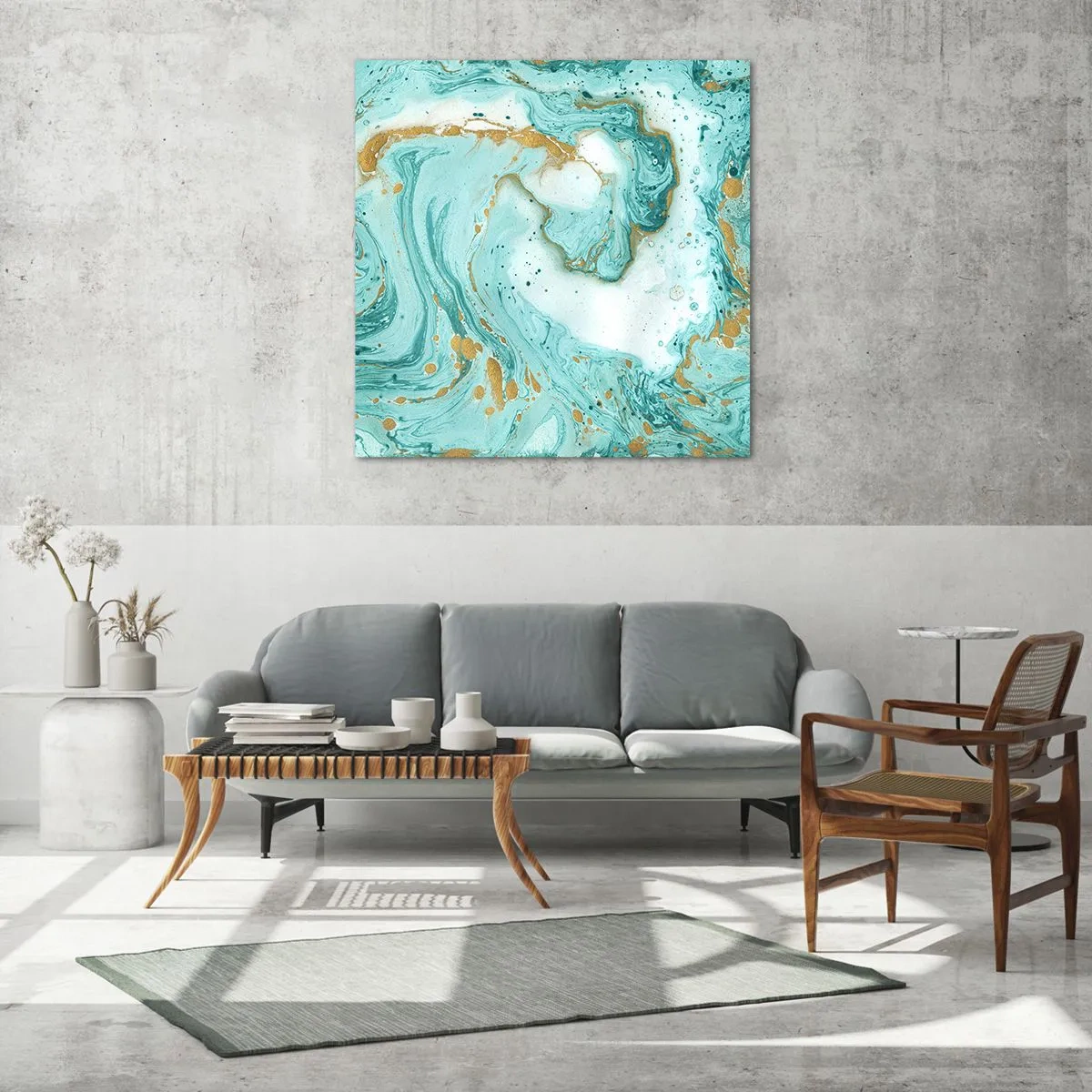 Glastavla - Bild på glas - Under stora vågen från Edo-tiden - 50x50 cm