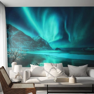Fototapet Premium Canvas - Nordens underverk - Landskap, Nordpolen, Norrsken - 100x70 cm