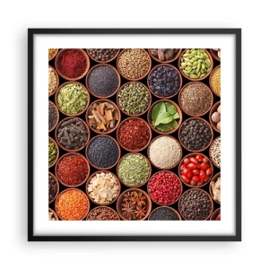 Affisch i svart ram - Världens alla smaker - 50x50 cm