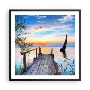 Affisch i svart ram - God kväll - 60x60 cm