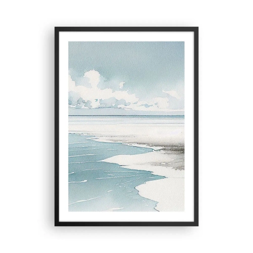 Affisch i svart ram - Akvarell kustlandskap i pastellfärger - 50x70cm - Milt tidvatten - Modern väggdekoration för vardagsrum och sovrum ARTTOR