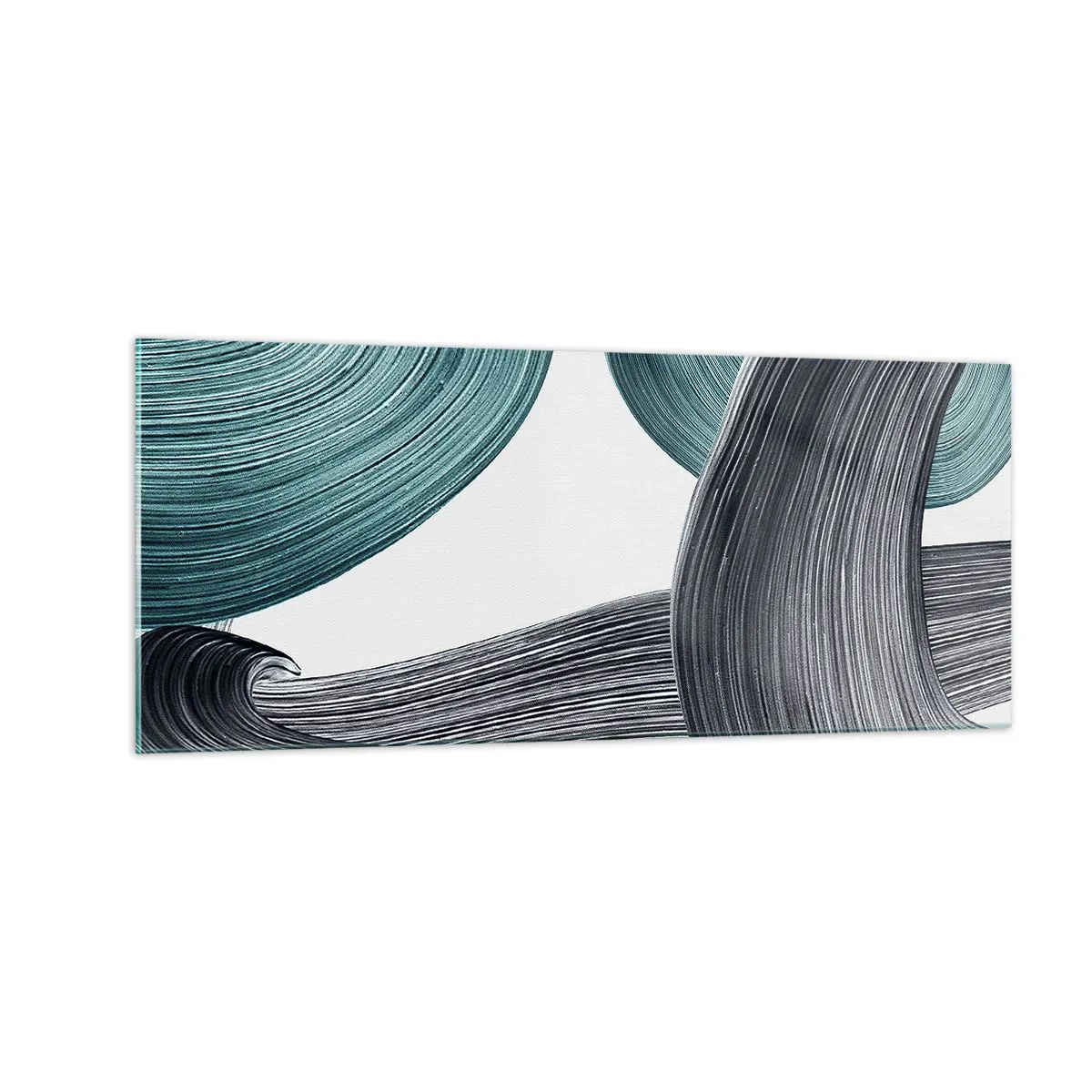 Glastavla - Bild på glas - Smaragd och svarta spår - 100x40 cm